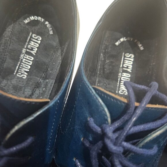 Stacy Adams Men's Blue Leather Dress Shoes Size 10.5 M Ballard Oxford Style - Picture 7 of 13